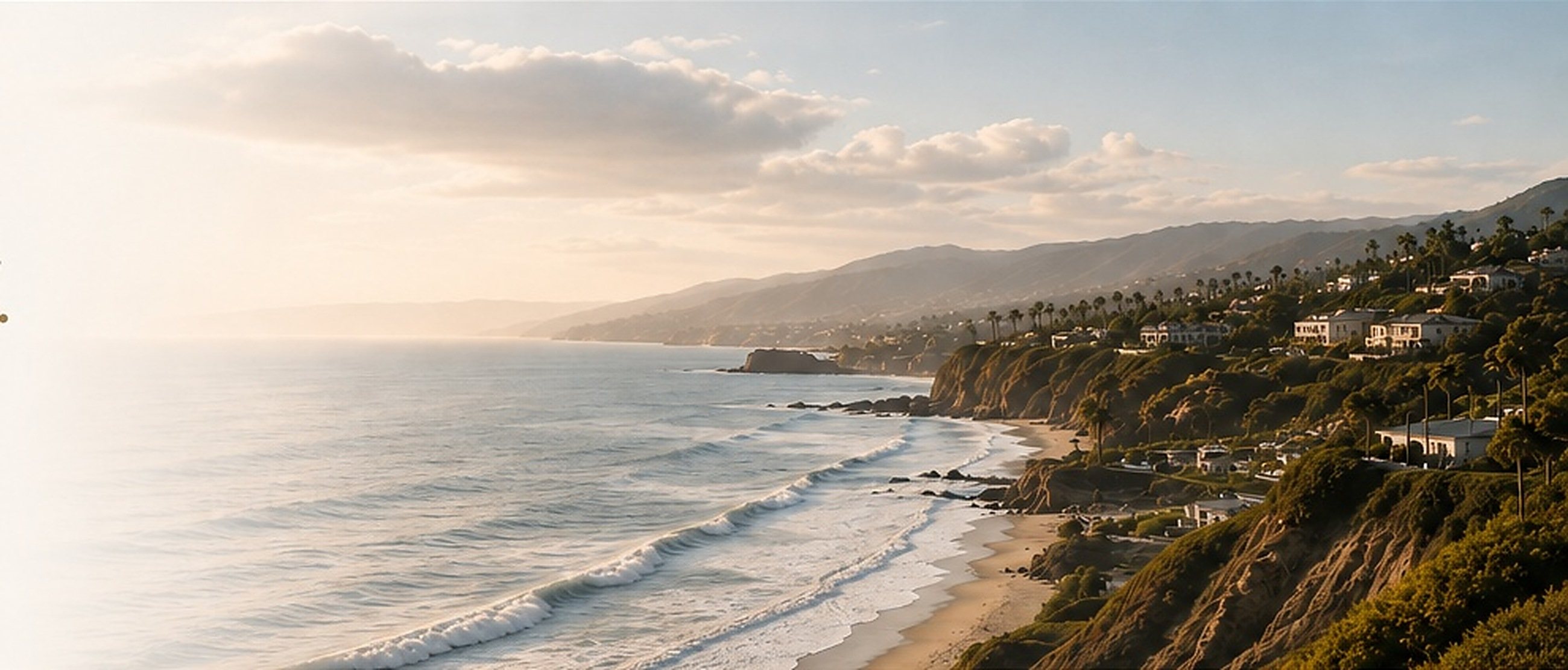 Malibu coastline in warm evening light